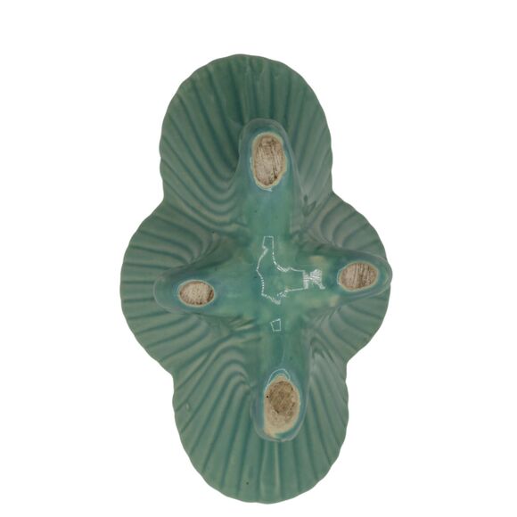 Vintage Green Shawnee Planter Cornucopia Pottery Footed Vase Scalloped Edge USA - Picture 2 of 6